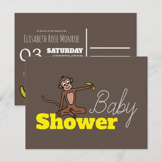 Cheeky Monkey, Baby Dusche Einladung (Vorne/Hinten)