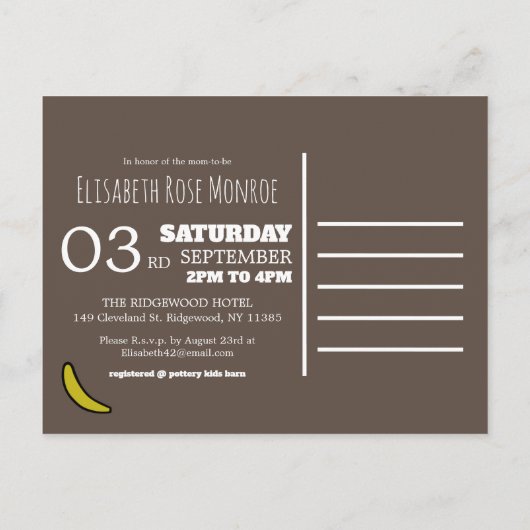 Cheeky Monkey, Baby Dusche Einladung (Rückseite)