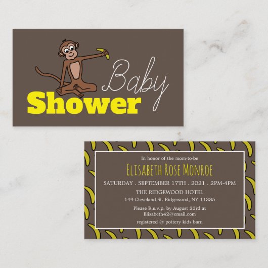 Cheeky Monkey, Baby Shower Ticket Einladung (Vorne/Hinten)