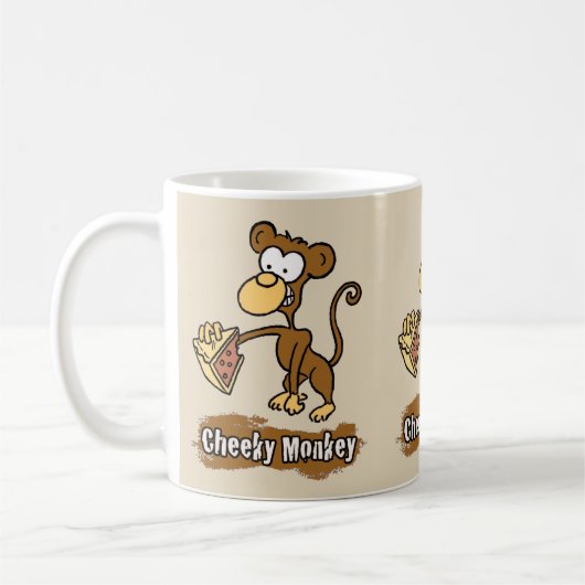 Cheeky Monkey Cartoon Design Kaffeetasse (Links)