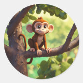 Cheeky Monkey Charm Runder Aufkleber (Vorderseite)