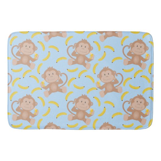 Cheeky Monkey mit Banana Blue Bath Mat Badematte (Vorderseite)