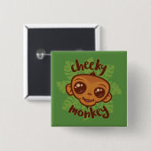 Cheeky Monkey Niedlich Cartoon Primat Zeichnend Button (Vorne & Hinten)