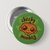 Cheeky Monkey Niedlich Cartoon Primat Zeichnend Button (Vorne & Hinten)