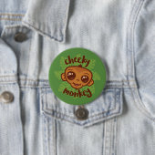 Cheeky Monkey Niedlich Cartoon Primat Zeichnend Button (Beispiel)