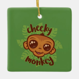 Cheeky Monkey Niedlich Cartoon Primat Zeichnend Keramikornament