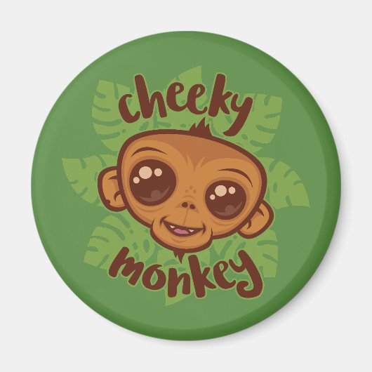 Cheeky Monkey Niedlich Cartoon Primat Zeichnend Magnet (Vorne)