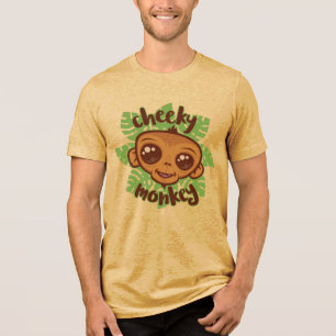 Cheeky Monkey Niedlich Cartoon Primat Zeichnend Tri-Blend Shirt