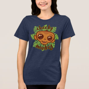 Cheeky Monkey Niedlich Cartoon Primat Zeichnend Tri-Blend Shirt
