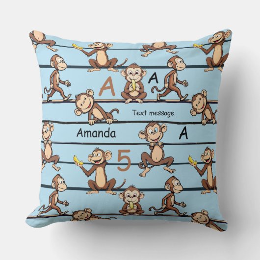 Cheeky Monkey Pattern Kissen (Vorderseite)