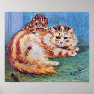 Cheeky Mouse und Katzen, Louis Wain Poster