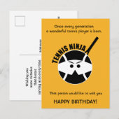 Cheeky Orange Tennis 🎾 Ninja Happy Birthday Postkarte (Vorne/Hinten)