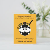 Cheeky Orange Tennis 🎾 Ninja Happy Birthday Postkarte (Stehend Vorderseite)