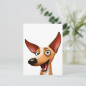 Cheeky Podenco - Playful Cartoon Hound Postkarte (Stehend Vorderseite)