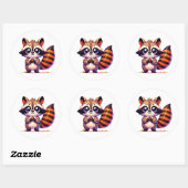 Cheeky Raccoon Capes: Farbenfrohe Stickergestaltun Runder Aufkleber (Blatt)