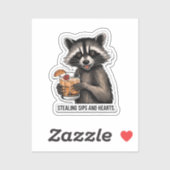 Cheeky Raccoon mit Whiskey Sour - Playful Cocktai Aufkleber (Blatt)
