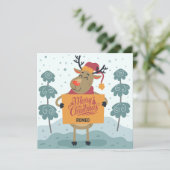 Cheeky Reindeer Christmas Greeting Card Karte (Stehend Vorderseite)