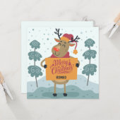 Cheeky Reindeer Christmas Greeting Card Karte (Vorderseite/Rückseite Beispiel)