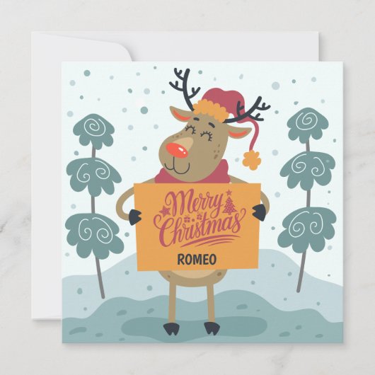 Cheeky Reindeer Christmas Greeting Card Karte (Vorderseite)