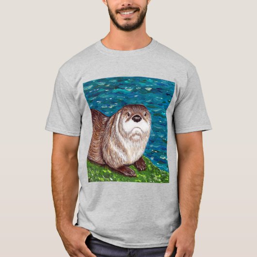 Cheeky River Otter Gemälde T-Shirt (Vorderseite)