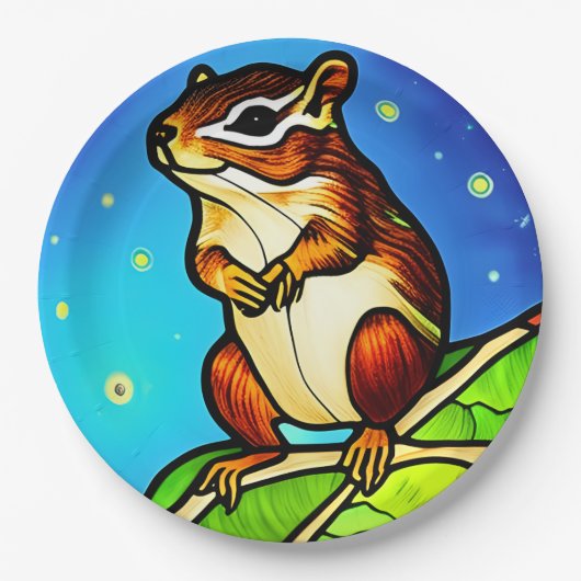 Cheeky, spielerisch Chipmunk Pal Pappteller (Vorderseite)
