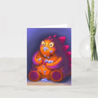 Cheeky Stegosaurus Eating Cake Birthday Card Dankeskarte