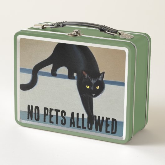 Cheeky Whimsical Black Cat Metal Lunch Box 2 (Vorderseite)