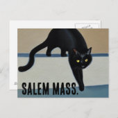 Cheeky Whimsical Black Cat Salem Massachusetts Postkarte (Vorne/Hinten)