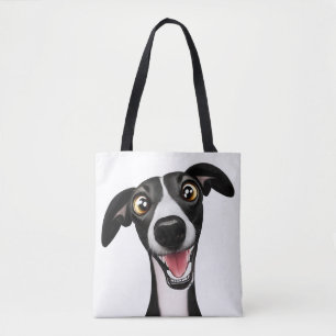 Cheeky Whippet in einem niedlichen Cartoon Tasche