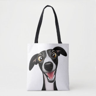 Cheeky Whippet in einem niedlichen Cartoon Tasche