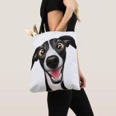 Cheeky Whippet in einem niedlichen Cartoon Tasche (Von Nahem)