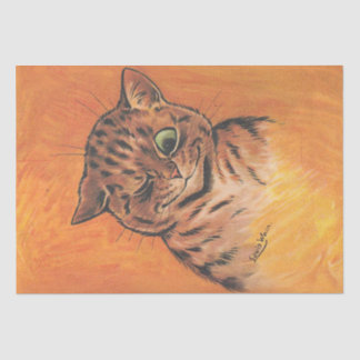 Cheeky Winking Cat Vintage Whimsical Feline Art Seidenpapier