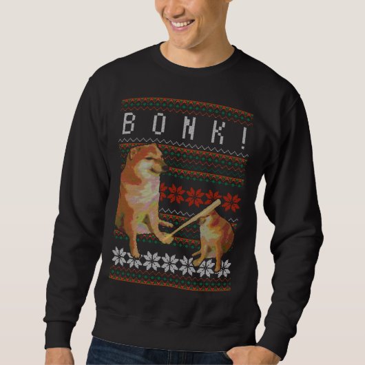 Cheems Bonk Ugly Christmas Sweater Doge Meme Desig Sweatshirt (Vorderseite)