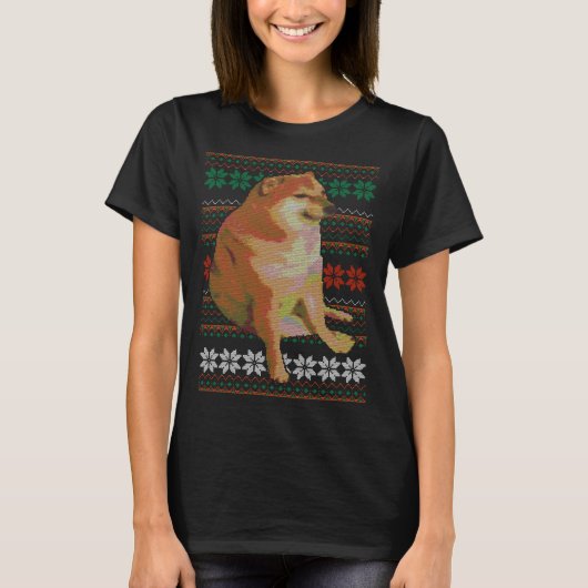 Cheems Ugly Christmas Sweater Doge Meme Design T-Shirt (Vorderseite)