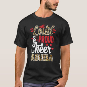 Cheer Abuela größten Fan Leopard Print und Pom Pom T-Shirt