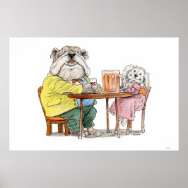 Cheer Beer Dog Couple Print Poster