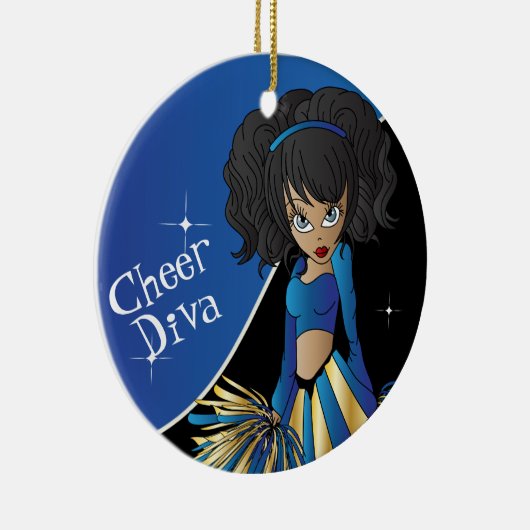 Cheer Blue Cheerleader Diva Girl Keramik Ornament (Rechts)