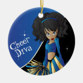 Cheer Blue Cheerleader Diva Girl Keramik Ornament (Vorne)