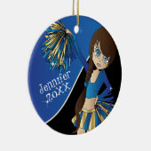 Cheer 📣 💖 Blue Cheerleader Girl Keramikornament (Rechts)
