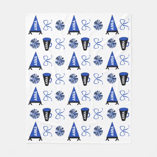 Cheer Camp Blau und Schwarz Cheerleading-Pompom   Fleecedecke (Vorderseite)