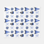 Cheer Camp Blau und Schwarz Cheerleading-Pompom   Fleecedecke (Vorderseite (Horizontal))