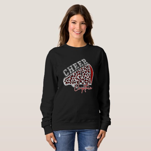 Cheer CAPTAIN Leopard Cheetah Megaphone Maroon Tre Sweatshirt (Vorne ganz)