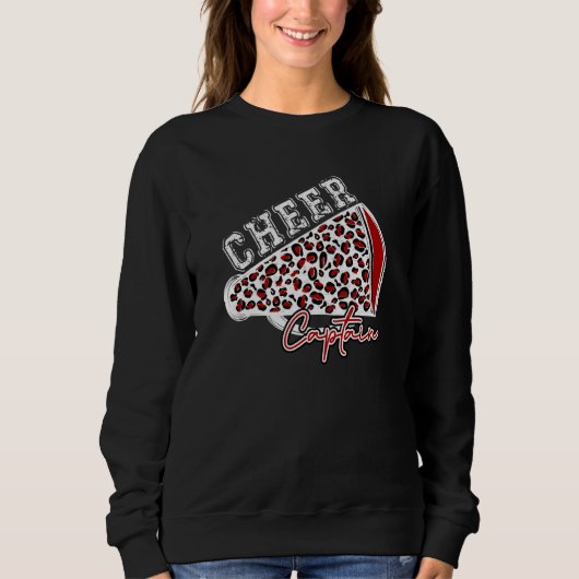 Cheer CAPTAIN Leopard Cheetah Megaphone Maroon Tre Sweatshirt (Vorderseite)