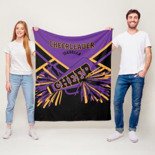 Cheer Cheerleader - Violett, Gold & Schwarz Fleecedecke