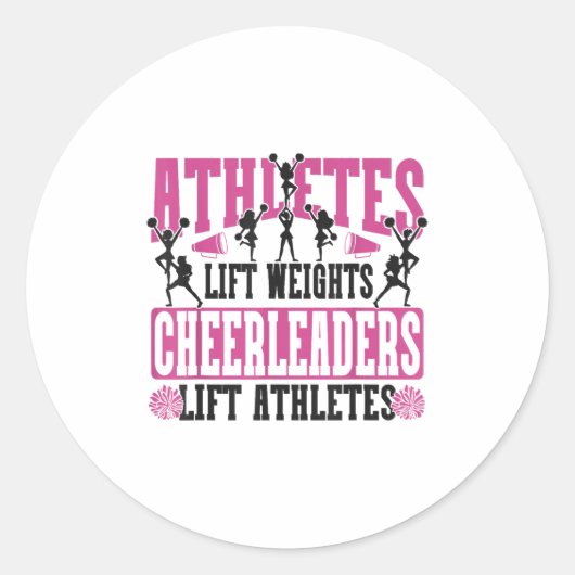 Cheer Cheerleading Athletes Lift Weights Cheerlead Runder Aufkleber (Vorderseite)