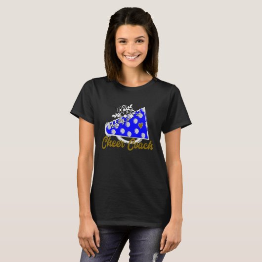 Cheer Coach Blue Megaphone with Heart Flower Acce T-Shirt (Vorne ganz)