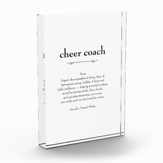 Cheer Coach Definition Danke Geschenk Fotoblock (Links)