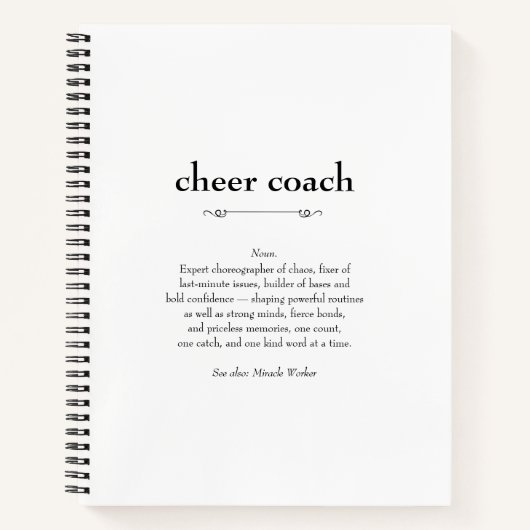 Cheer Coach Definition Danke Geschenk Notizblock (Vorderseite)