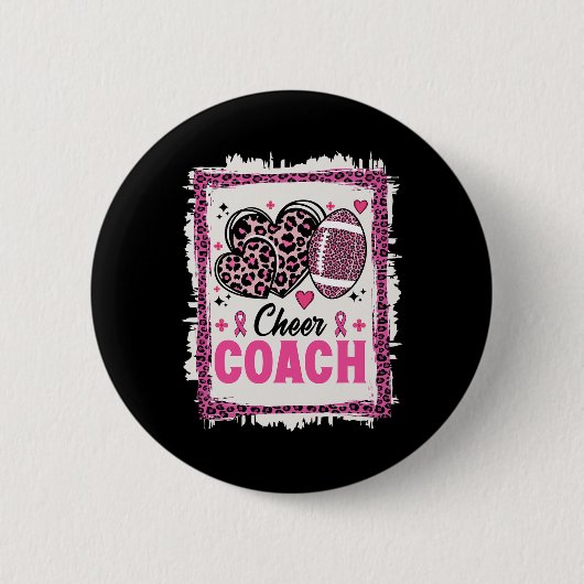Cheer Coach Leopard Cheerleading Fuß Brust Krebs Button (Vorderseite)