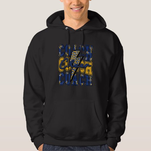 Cheer Coach Lightning Bolt Cheer Leopard Blue Gold Hoodie (Vorderseite)